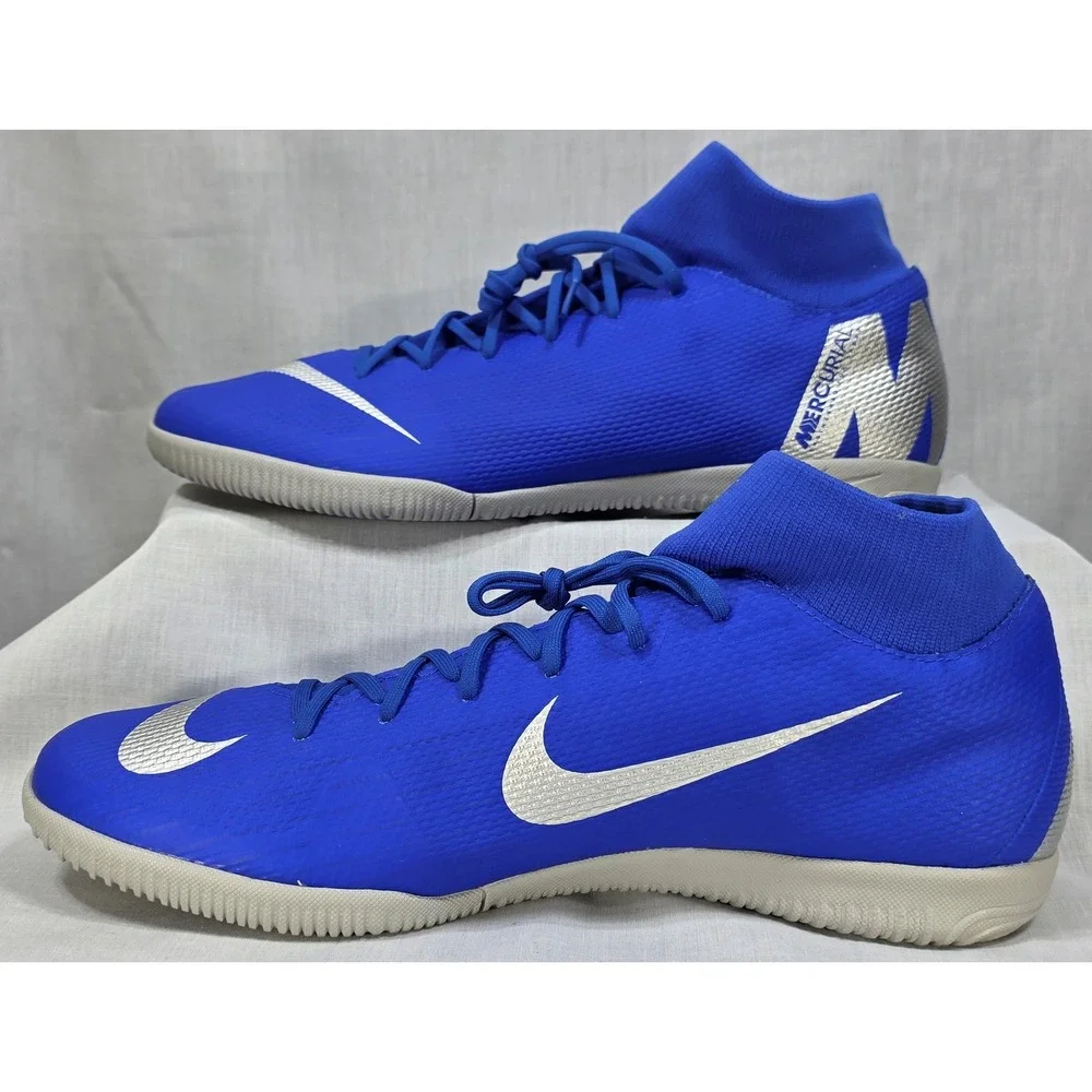 Nike Mercurial Superfly 6 Academy IC Indoor Soccer Shoes‎ Blue Silver AH7369-400